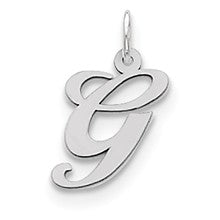 Sterling Silver Medium Fancy Script Initial G Charm hide-image