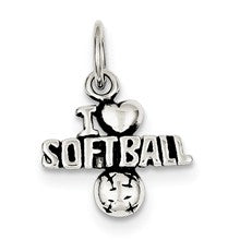 Sterling Silver Antique I (heart) Softball Charm hide-image
