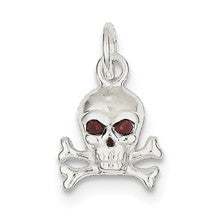 Sterling Silver Red CZ Skull Charm hide-image
