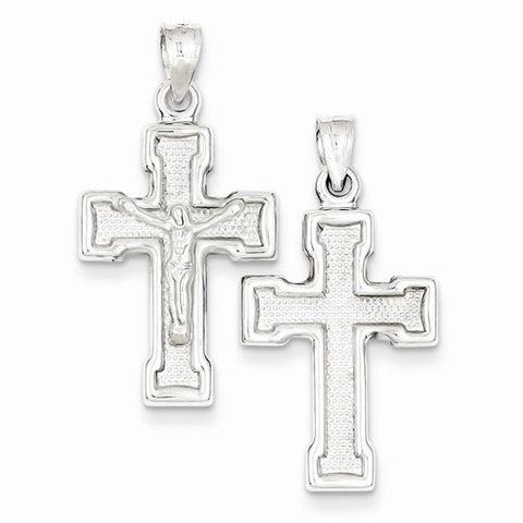 Sterling Silver Rhodium-Plated Hollow Latin Crucifix pendant, Pretty Pendants for Necklace