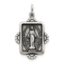 Sterling Silver Antiqued Miraculous Medal, Exquisite Charm hide-image