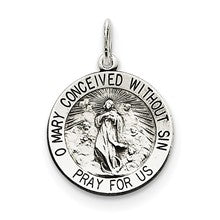 Sterling Silver Antiqued Blessed Mother Medal, Charm hide-image