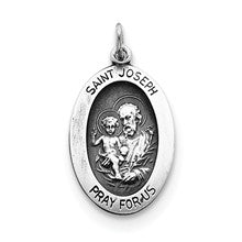 Sterling Silver Antiqued Saint Joseph Medal, Dazzling Charm hide-image