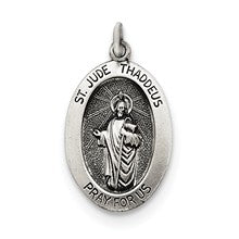 Sterling Silver Antiqued Saint Jude Thaddeus Medal, Charm hide-image