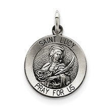 Sterling Silver Antiqued Saint Lucy Medal, Lovely Charm hide-image