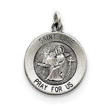 Sterling Silver Antiqued Saint Luke Medal, Stylish Charm hide-image