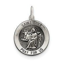 Sterling Silver Antiqued Saint Luke Medal, Classy Charm hide-image