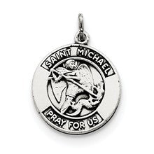 Sterling Silver Antiqued Saint Michael Medal, Appealing Charm hide-image