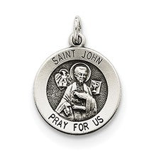 Sterling Silver Antiqued Saint John Medal, Delightful Charm hide-image