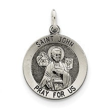 Sterling Silver Antiqued Saint John Medal, Exquisite Charm hide-image