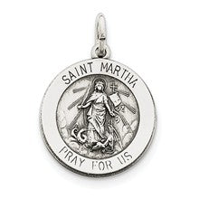 Sterling Silver Antiqued Saint Martha Medal, Alluring Charm hide-image