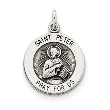 Sterling Silver Antiqued Saint Peter Medal, Pendants and Charm hide-image