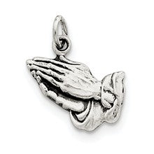 Sterling Silver Antiqued Praying Hands Charm hide-image