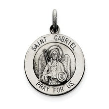 Sterling Silver Antiqued Saint Gabriel Medal, Charm hide-image