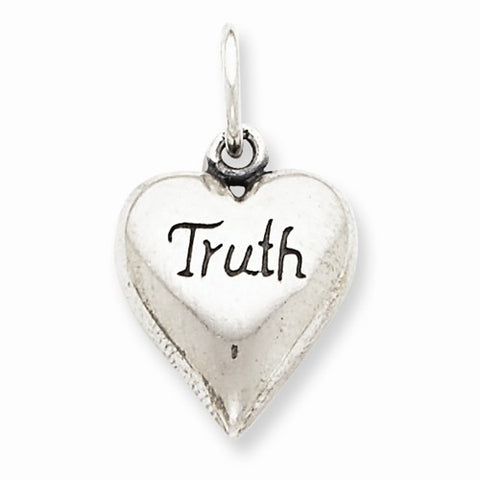 Sterling Silver Antiqued Truth Heart Pendant, Pendants for Necklace