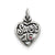 Antiqued Sweet 16 Heart Charm in Sterling Silver