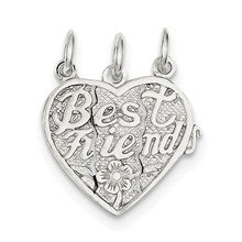 Sterling Silver Best Friends 3-piece break apart Heart Charm hide-image