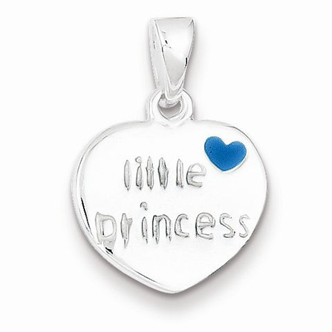 Sterling Silver Enameled Little Princess Heart Pendant, Pendants for Necklace