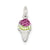 Pink and Green Stellux Crystal Ice Cream Charm in Sterling Silver