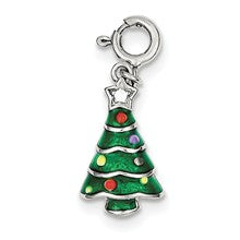 Sterling Silver CZ & Enameled Christmas Tree Charm hide-image