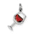 Red CZ Wine Glass Charm in Sterling Silver