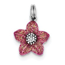Sterling Silver Pink Enamel Flower Charm hide-image