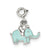 Blue Enameled with CZ Elephant Charm in Sterling Silver
