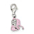 Pink Enameled CZ Elephant Charm in Sterling Silver
