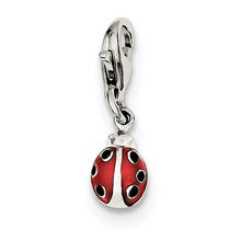 Sterling Silver Red Enameled Lady bug Charm hide-image