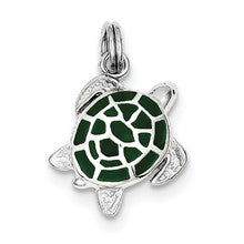 Sterling Silver Green Enamel Turtle Charm hide-image