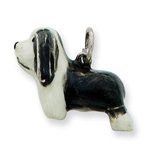 Sterling Silver Enameled Bearded Collie Charm hide-image