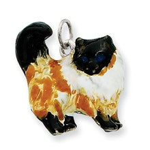 Sterling Silver Enameled Calico Cat Charm hide-image