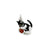 Enamel Cat Playing with Red Ball Charm in Silver