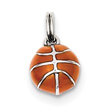 Sterling Silver 3-D Enameled Basketball Charm hide-image