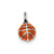 3-D Enameled Basketball Charm in Sterling Silver