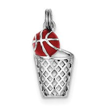 Sterling Silver Enamel Basketball & Hoop Charm hide-image