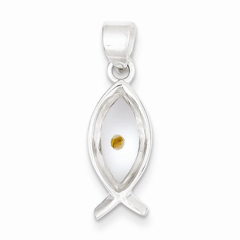 Sterling Silver Enameled with Mustard Seed Ichthus Fish Pendant, Pendants for Necklace