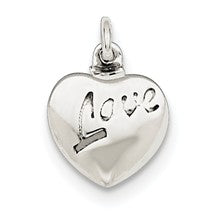 Sterling Silver Love Puffed Heart Charm hide-image
