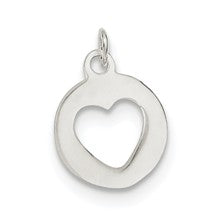 Sterling Silver Polished Circle w/Heart Charm hide-image