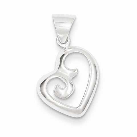 Sterling Silver Polished Fancy Swirl Heart Pendant, Pendants for Necklace