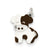 CZ Brown & White Enameled Polished Cow Charm in Sterling Silver