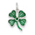 Enameled 4-Leaf Clover with Green Glass Stone Charm in Sterling Silver