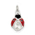 CZ Black & Red Enameled Polished Lady Bug Charm in Sterling Silver