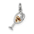 CZ Champagne Glass Charm in Sterling Silver