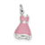 Enameled Pink Dress with CZ Charm in Sterling Silver
