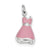 Sterling Silver Enameled Pink Dress with CZ Charm hide-image