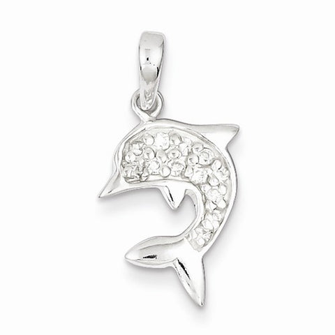 Sterling Silver with CZ Dolphin Pendant, Pendants for Necklace