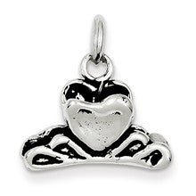 Sterling Silver Antiqued Heart Hair Clip Charm hide-image
