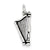 Antiqued Harp Charm in Sterling Silver