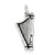 Antiqued Harp Charm in Sterling Silver